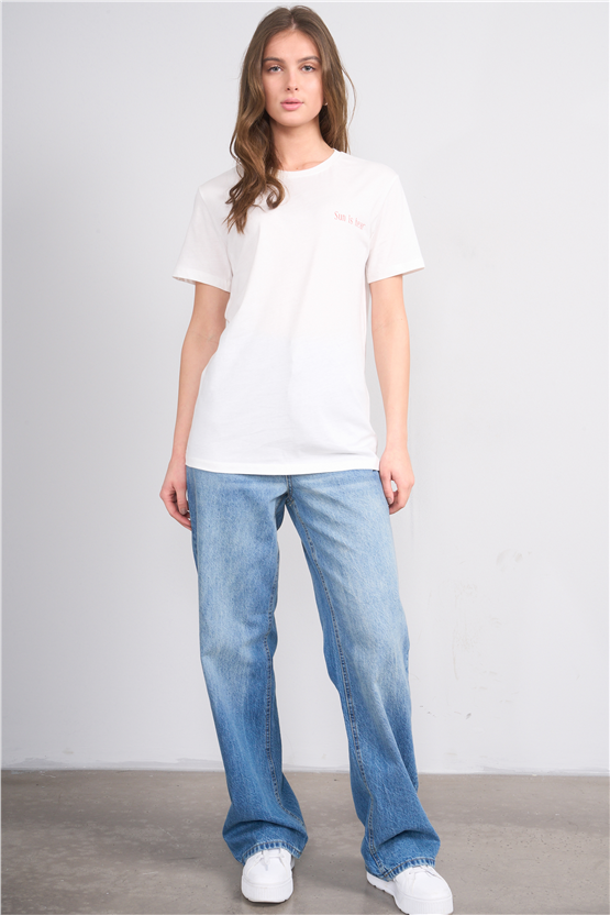C.K Y26 8849 Fithit Byn B.Yk Regular Baskılı T-shirt Krem