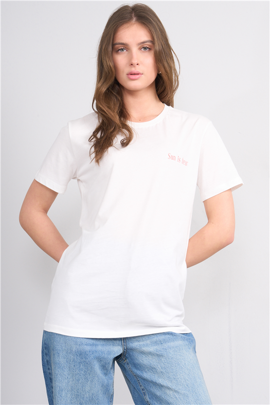 C.K Y26 8849 Fithit Byn B.Yk Regular Baskılı T-shirt Krem