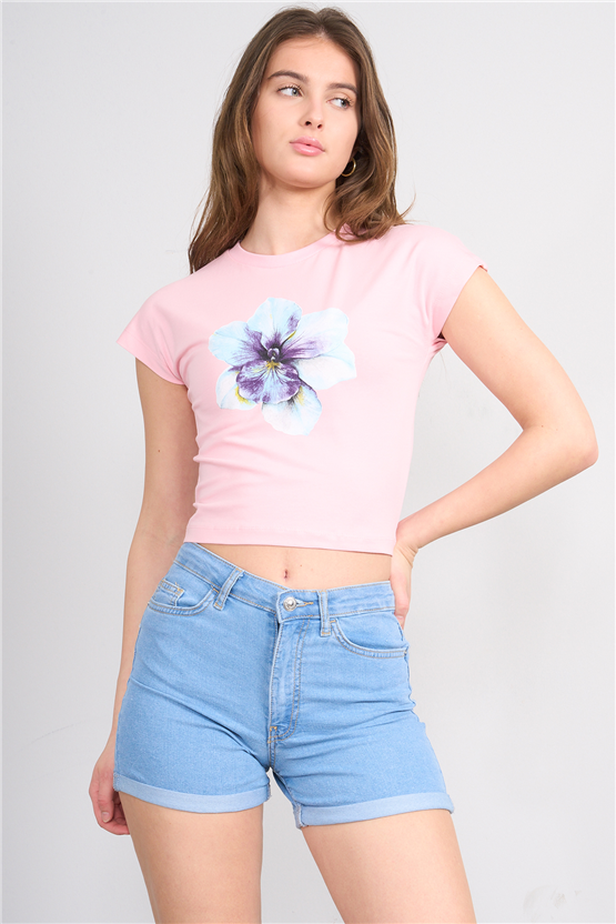 C.K Y26 8852 Fithit Byn B.Yk Regular Penye Baskılı T-shirt A.Pembe