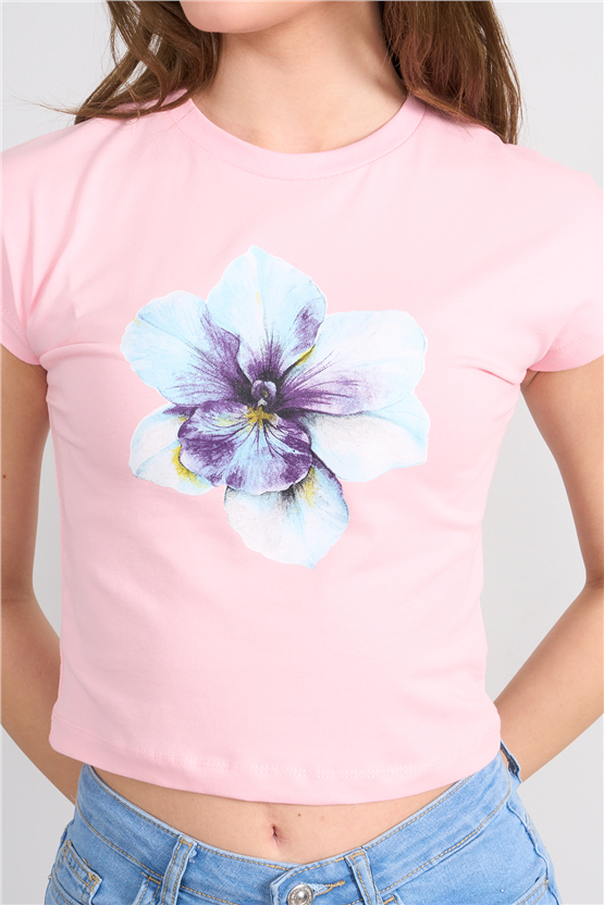 C.K Y26 8852 Fithit Byn B.Yk Regular Penye Baskılı T-shirt A.Pembe