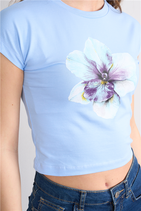 C.K Y26 8852 Fithit Byn B.Yk Regular Penye Baskılı T-shirt Bebe Mavi