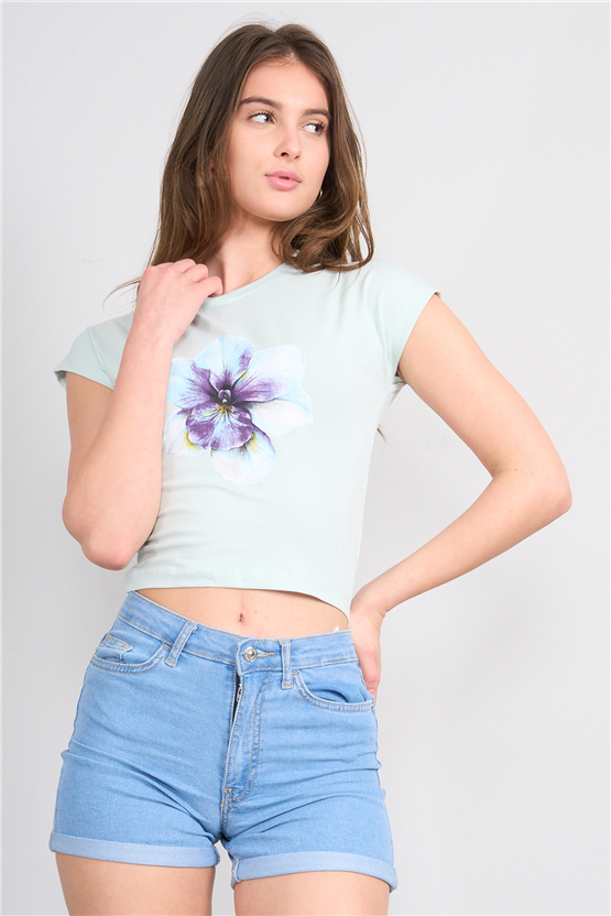 C.K Y26 8852 Fithit Byn B.Yk Regular Penye Baskılı T-shirt Cagla