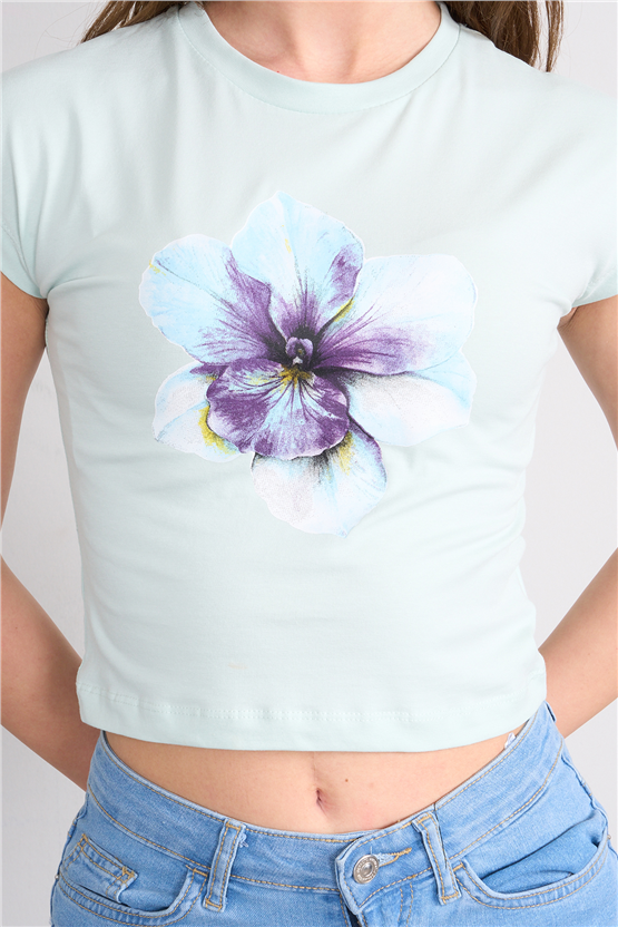 C.K Y26 8852 Fithit Byn B.Yk Regular Penye Baskılı T-shirt Cagla