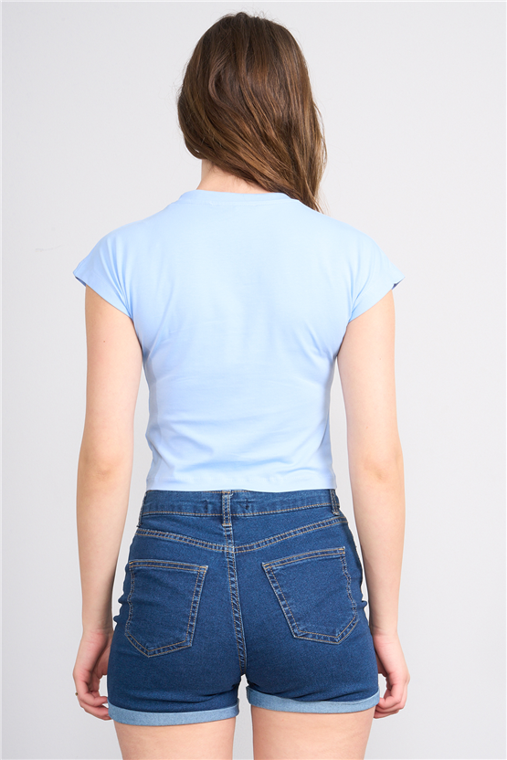 C.K Y26 8852 Fithit Byn B.Yk Regular Penye Baskılı T-shirt Bebe Mavi