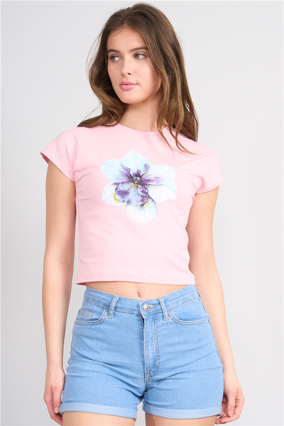 C.K Y26 8852 Fithit Byn B.Yk Regular Penye Baskılı T-shirt A.Pembe