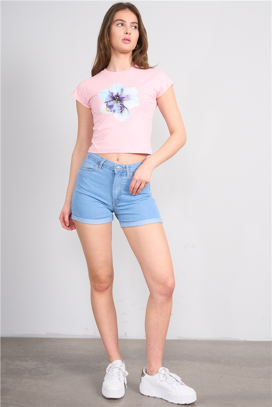 C.K Y26 8852 Fithit Byn B.Yk Regular Penye Baskılı T-shirt A.Pembe