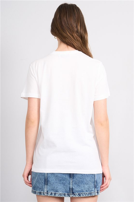 C.K Y26 8853 Fithit Byn B.Yk Regular Baskılı T-shirt Krem