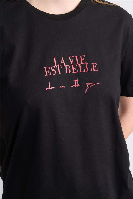C.K Y26 8858 Fithit Byn B.Yk Regular Baskılı T-shirt Siyah