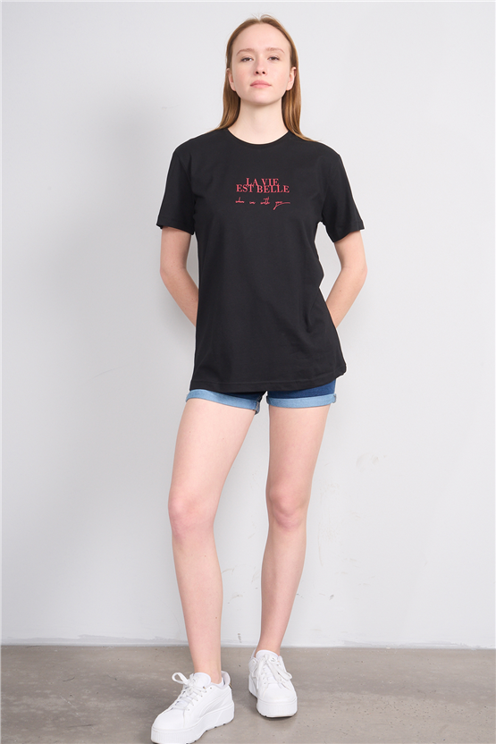 C.K Y26 8858 Fithit Byn B.Yk Regular Baskılı T-shirt Siyah