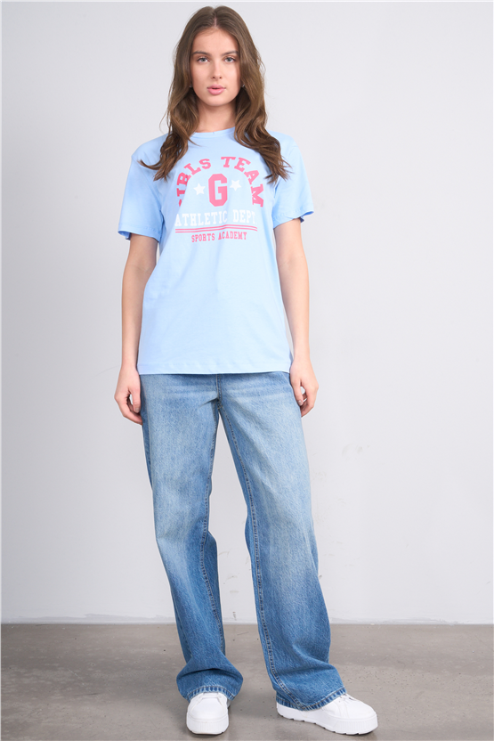 C.K Y26 8859 Fithit Byn B.Yk Regular Baskılı T-shirt Bebe Mavi