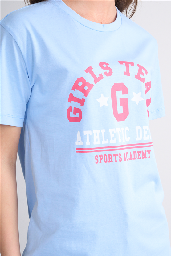 C.K Y26 8859 Fithit Byn B.Yk Regular Baskılı T-shirt Bebe Mavi