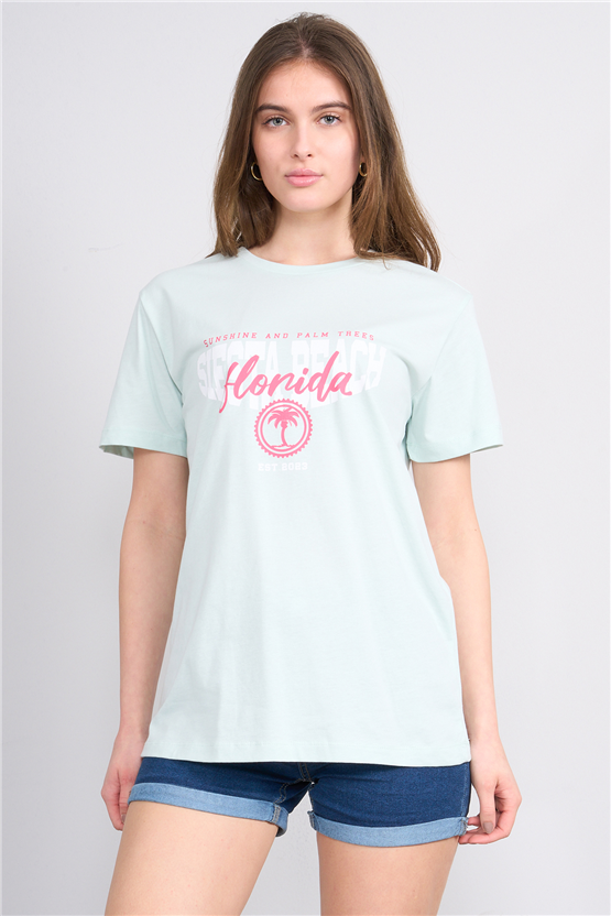 C.K Y26 8861 Fithit Byn B.Yk Regular Baskılı T-shirt Cagla