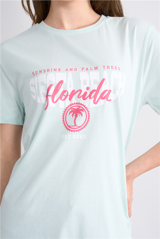 C.K Y26 8861 Fithit Byn B.Yk Regular Baskılı T-shirt Cagla