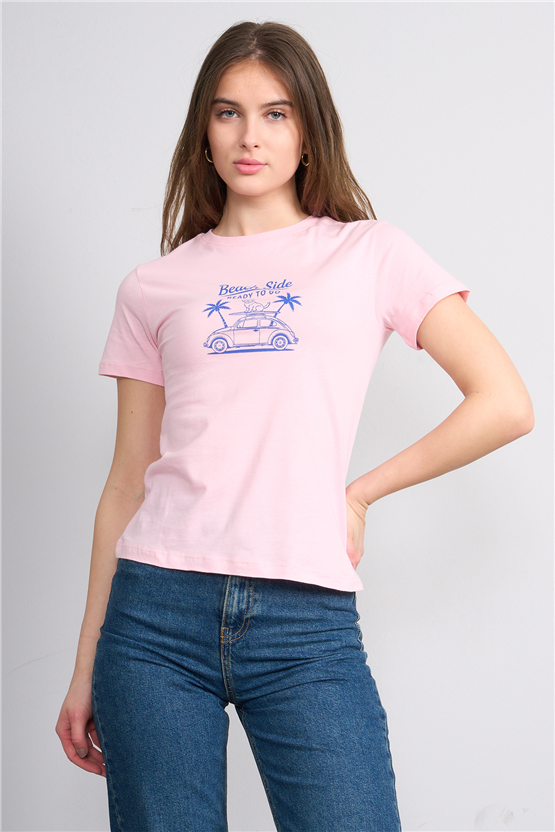 C.K Y26 8863 Fithit Byn B.Yk Regular Baskılı T-shirt A.Pembe