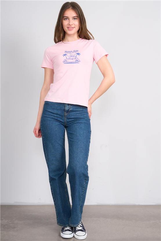 C.K Y26 8863 Fithit Byn B.Yk Regular Baskılı T-shirt A.Pembe