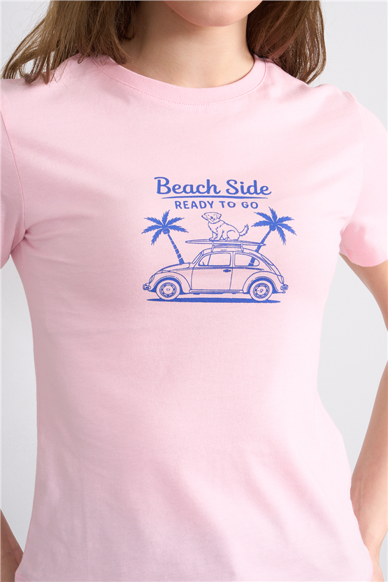 C.K Y26 8863 Fithit Byn B.Yk Regular Baskılı T-shirt A.Pembe