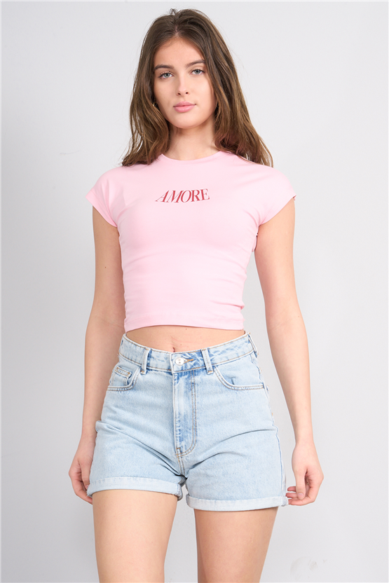 C.K Y26 8864 Fithit Byn B.Yk Regular Baskılı T-shirt A.Pembe