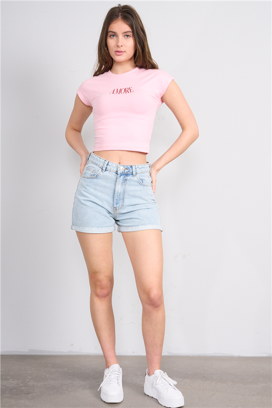 C.K Y26 8864 Fithit Byn B.Yk Regular Baskılı T-shirt A.Pembe