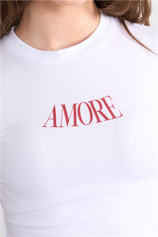 C.K Y26 8864 Fithit Byn B.Yk Regular Baskılı T-shirt Beyaz