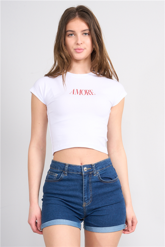 C.K Y26 8864 Fithit Byn B.Yk Regular Baskılı T-shirt Beyaz