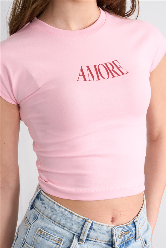 C.K Y26 8864 Fithit Byn B.Yk Regular Baskılı T-shirt A.Pembe
