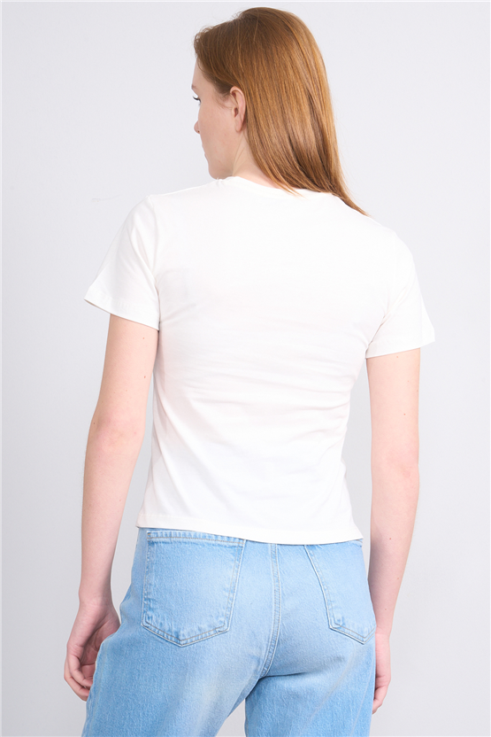 C.K Y26 8865 Fithit Byn B.Yk Regular Baskılı T-shirt Krem