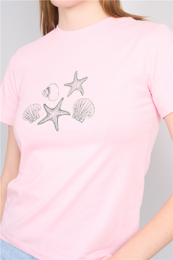 C.K Y26 8865 Fithit Byn B.Yk Regular Baskılı T-shirt A.Pembe