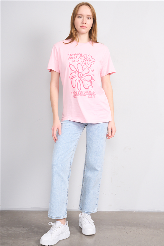 C.K Y26 8867 Fithit Byn B.Yk Regular Baskılı T-shirt A.Pembe
