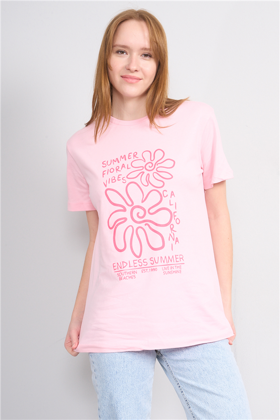 C.K Y26 8867 Fithit Byn B.Yk Regular Baskılı T-shirt A.Pembe