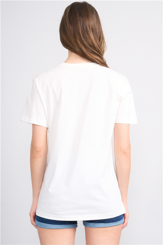 C.K Y26 8867 Fithit Byn B.Yk Regular Baskılı T-shirt Krem