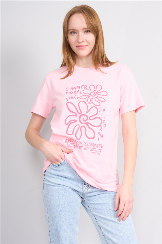 C.K Y26 8867 Fithit Byn B.Yk Regular Baskılı T-shirt A.Pembe