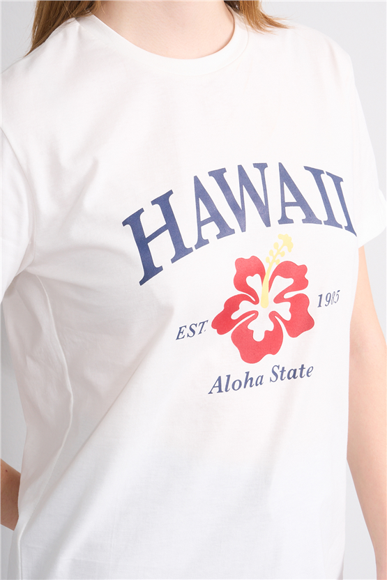 C.K Y26 8868 Fithit Byn B.Yk Regular Baskılı T-shirt Krem