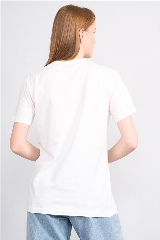 C.K Y26 8868 Fithit Byn B.Yk Regular Baskılı T-shirt Krem