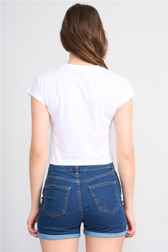 C.K Y26 8875 Fithit Byn B.Yk Slimfıt Baskılı T-shirt Beyaz