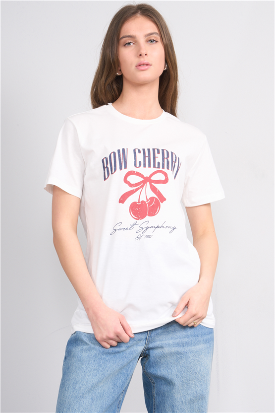 C.K Y26 8880 Fithit Byn B.Yk Regular Baskılı T-shirt Krem