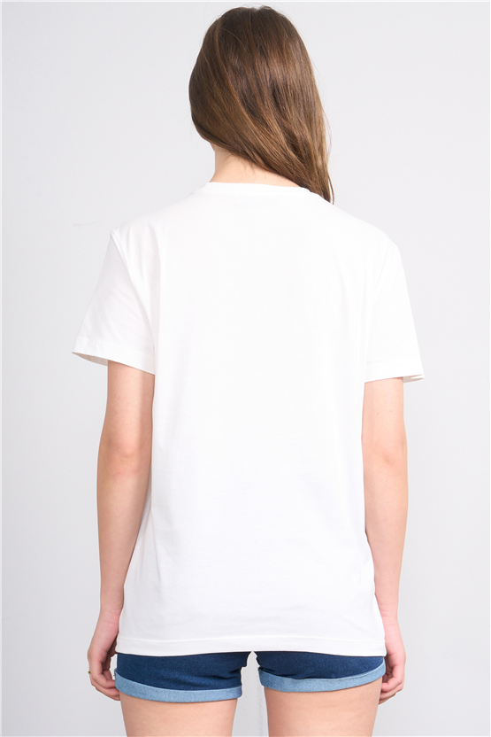 C.K Y26 8881 Fithit Byn B.Yk Regular Baskılı T-shirt Krem