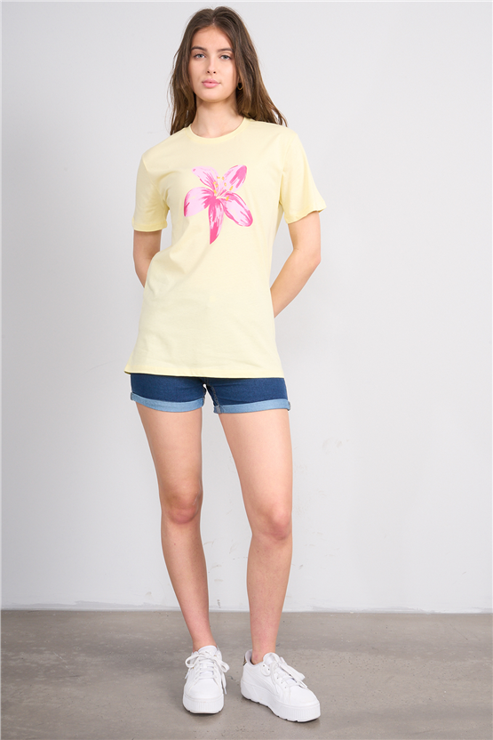 C.K Y26 8882 Fithit Byn B.Yk Regular Baskılı T-shirt U.Sarı