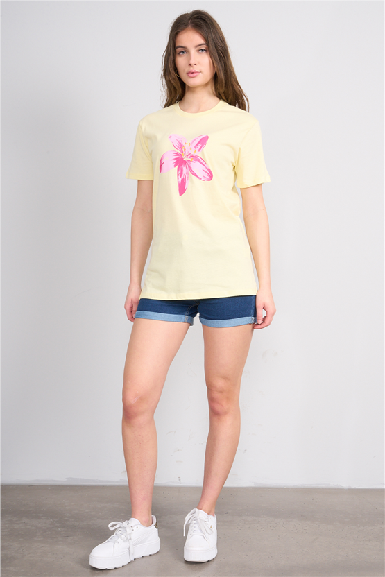C.K Y26 8882 Fithit Byn B.Yk Regular Baskılı T-shirt U.Sarı