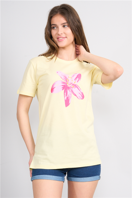 C.K Y26 8882 Fithit Byn B.Yk Regular Baskılı T-shirt U.Sarı