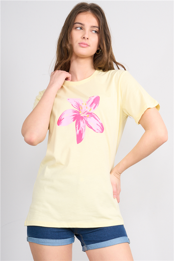 C.K Y26 8882 Fithit Byn B.Yk Regular Baskılı T-shirt U.Sarı