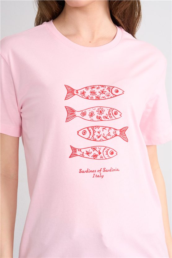 C.K Y26 8883 Fithit Byn B.Yk Regular Baskılı T-shirt A.Pembe