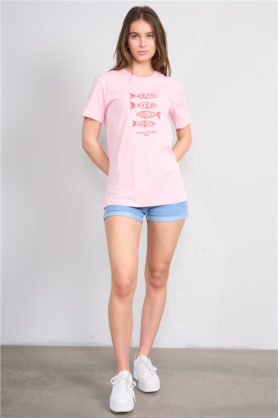 C.K Y26 8883 Fithit Byn B.Yk Regular Baskılı T-shirt A.Pembe