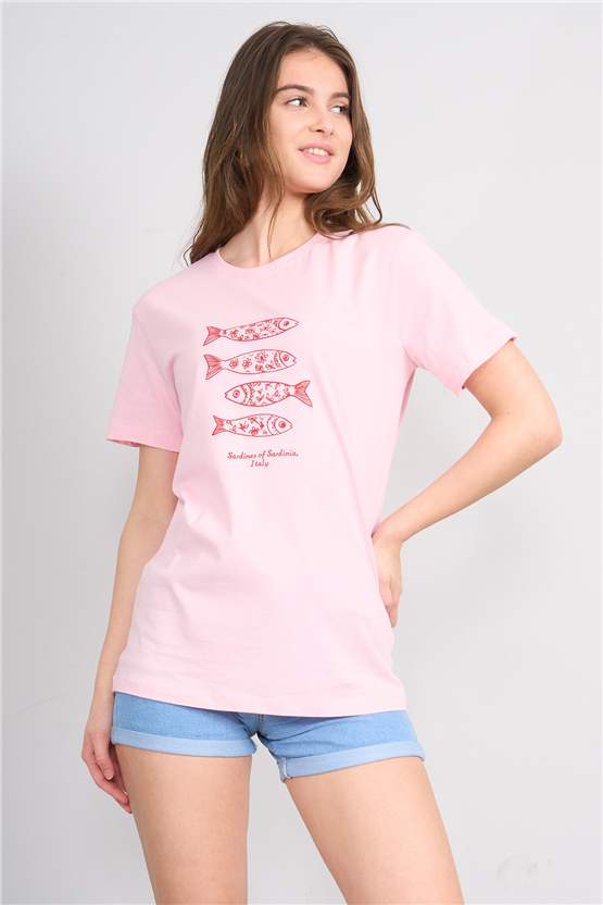 C.K Y26 8883 Fithit Byn B.Yk Regular Baskılı T-shirt A.Pembe