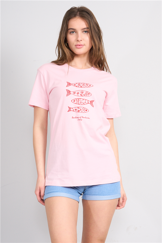 C.K Y26 8883 Fithit Byn B.Yk Regular Baskılı T-shirt A.Pembe