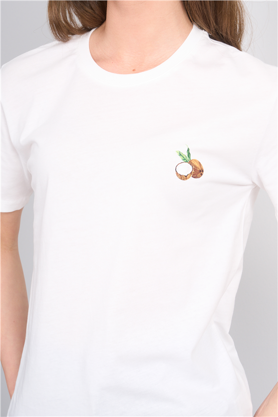 C.K Y26 8884 Fithit Byn B.Yk Regular Baskılı T-shirt Krem