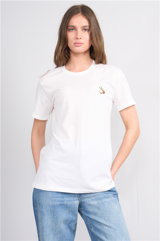 C.K Y26 8884 Fithit Byn B.Yk Regular Baskılı T-shirt Krem