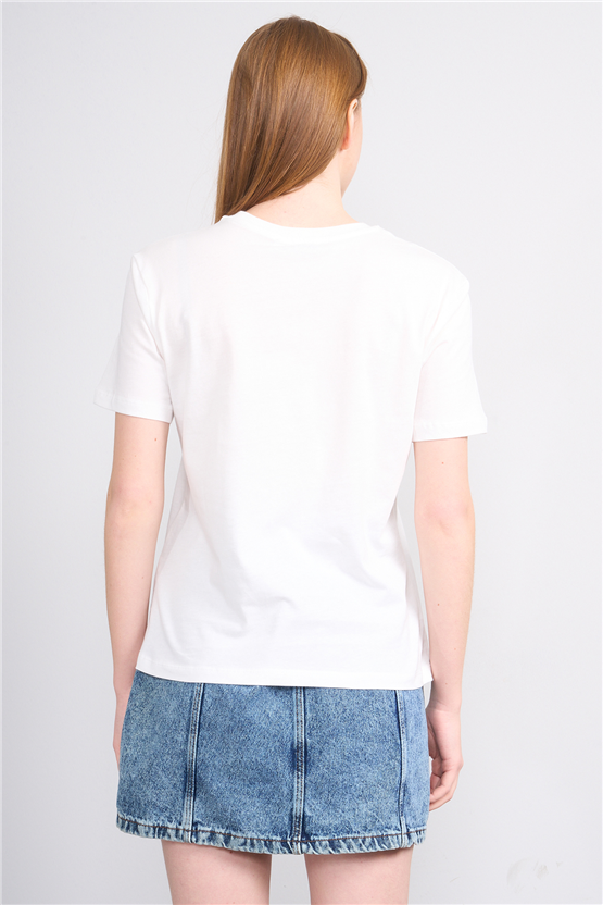 C.K Y26 8887 Fithit Byn B.Yk Regular Baskılı T-shirt Krem