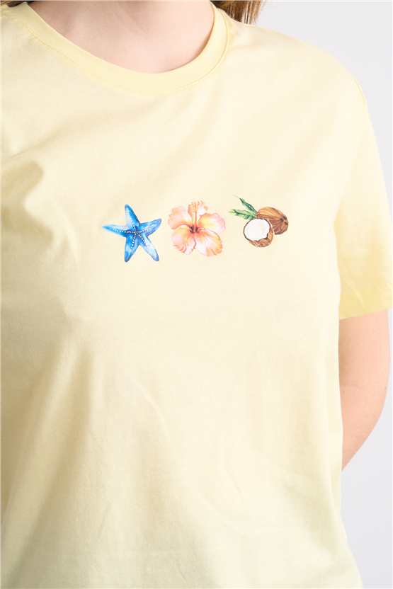 C.K Y26 8887 Fithit Byn B.Yk Regular Baskılı T-shirt U.Sarı