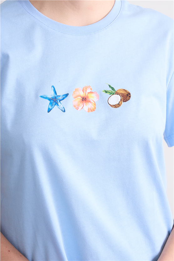 C.K Y26 8887 Fithit Byn B.Yk Regular Baskılı T-shirt Bebe Mavi