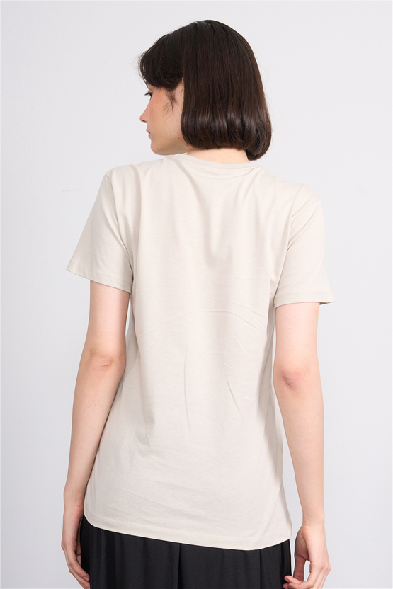 C.K Y26 8889 Fithit Byn B.Yk Regular Baskılı T-shirt Vizon